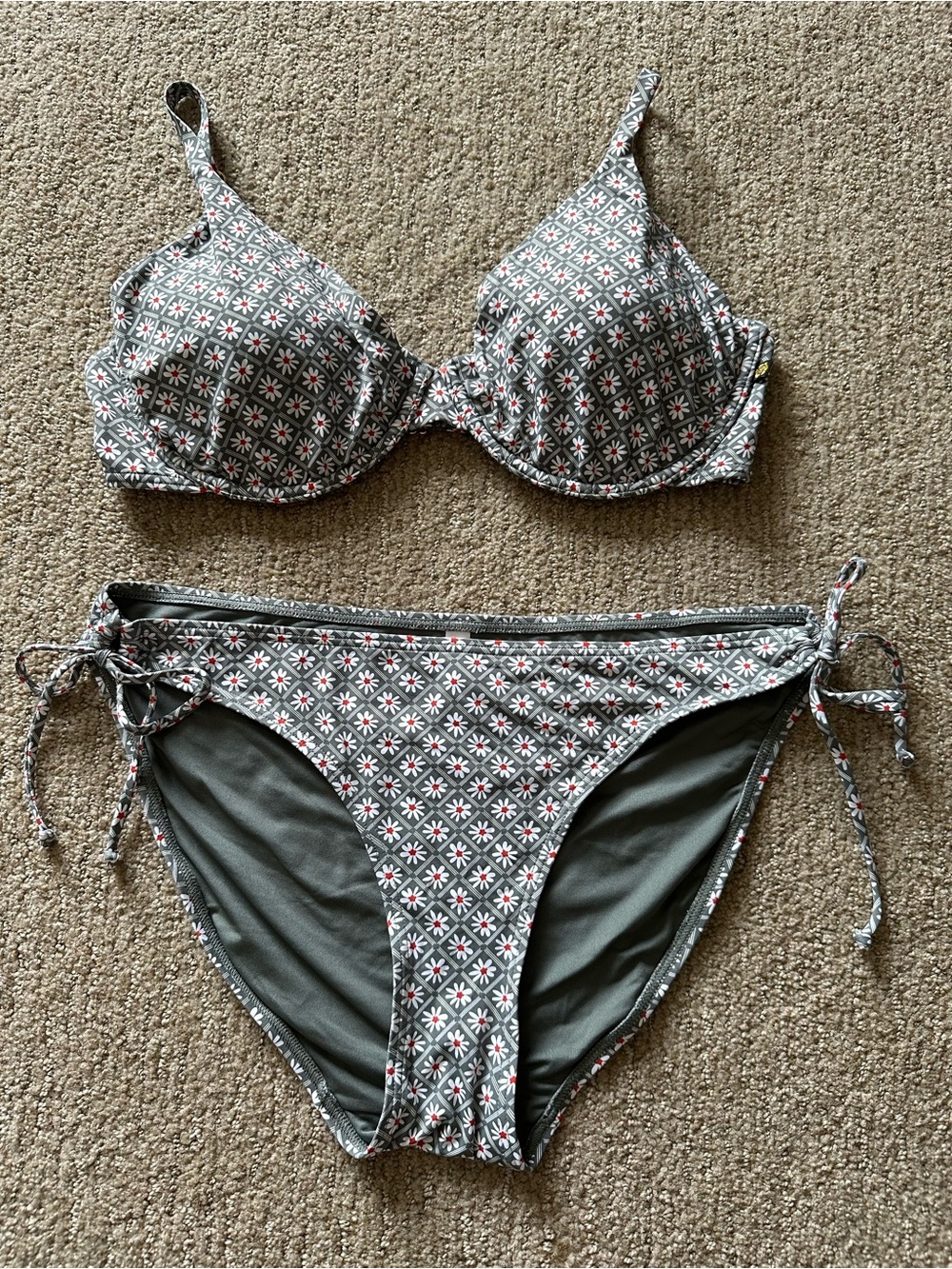 La Vie en Rose Bikini Grey/Orange Floral XL